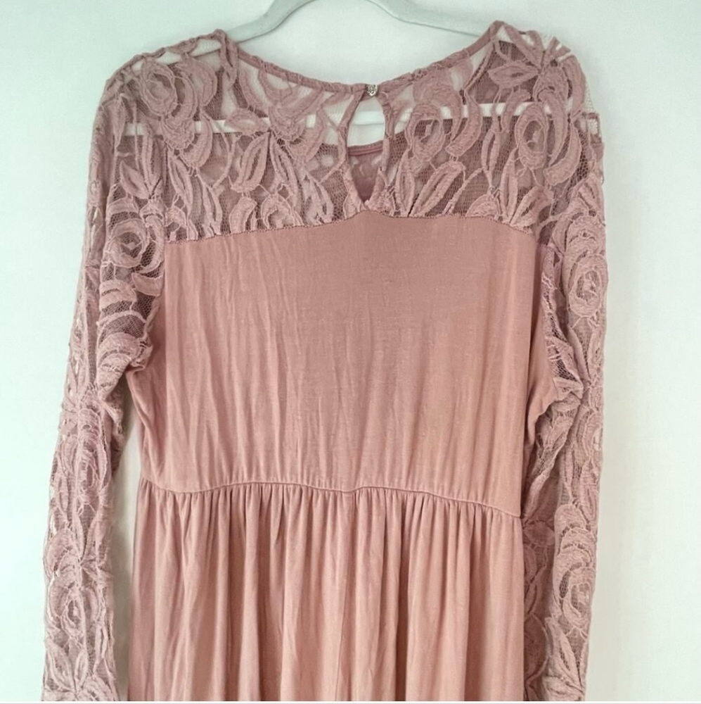 Pinkblush Mauve Lace Sleeve Maxi Dress - Picture 11 of 13